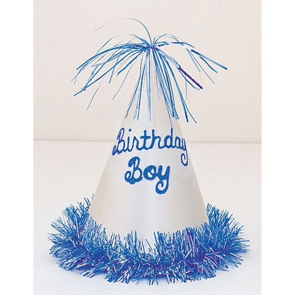 Birthday Boy Number Party Hat Gold Glitter Sparkles Blue 1st Birthday Boy  Cone Party Hat Toddler