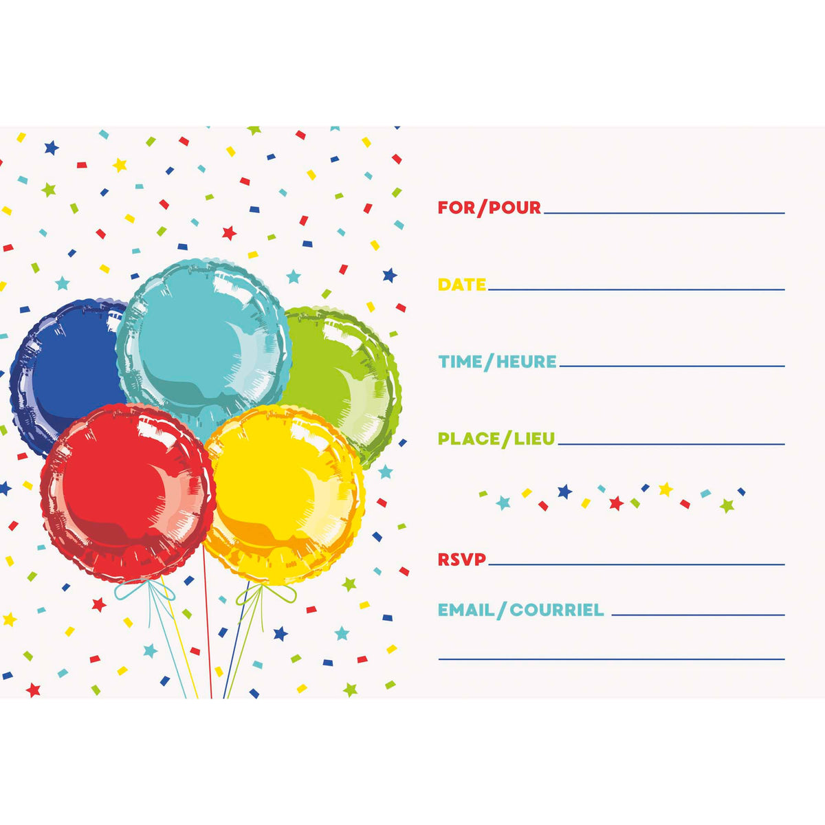 UNIQUE PARTY FAVORS General Birthday Bright Bonne Fête Invitations, 8 Count
