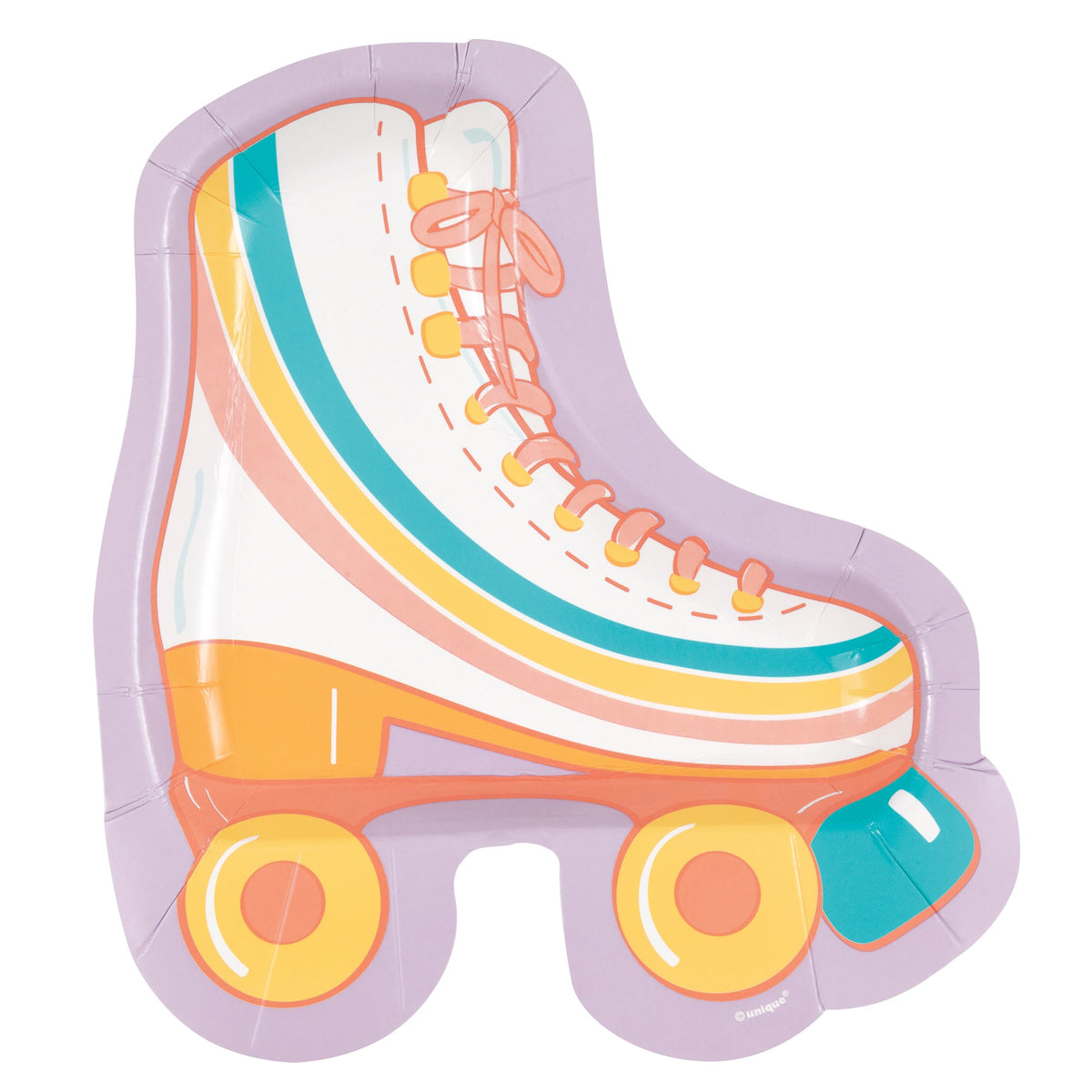 UNIQUE PARTY FAVORS General Birthday Feelin' Retro Birthday Small Roller Skate Shaped Dessert Paper Plates, 7 Inches, 8 Count 011179437740