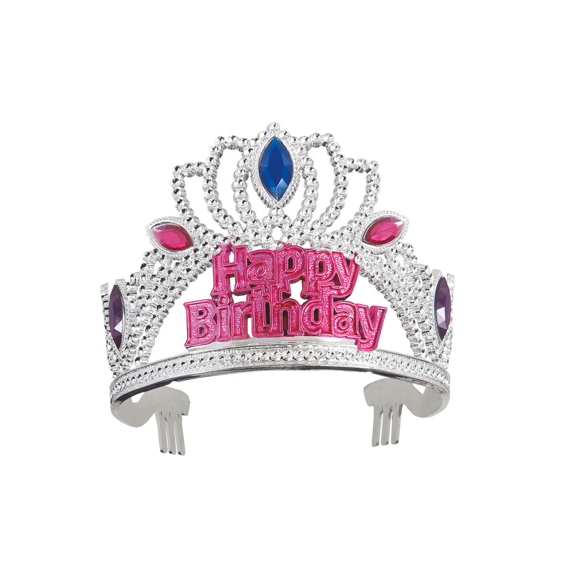 UNIQUE PARTY FAVORS General Birthday Happy Birthday Plastic Tiara with Gems, 1 Count 011179900688