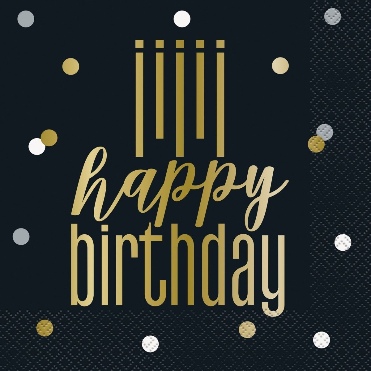 UNIQUE PARTY FAVORS General Birthday Metallic Happy Birthday Large Lunch Napkins, 16 Count 011179731824