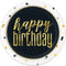 UNIQUE PARTY FAVORS General Birthday Metallic Happy Birthday Large Round Lunch Paper Plates, 9 Inches, 8 Count 011179731855