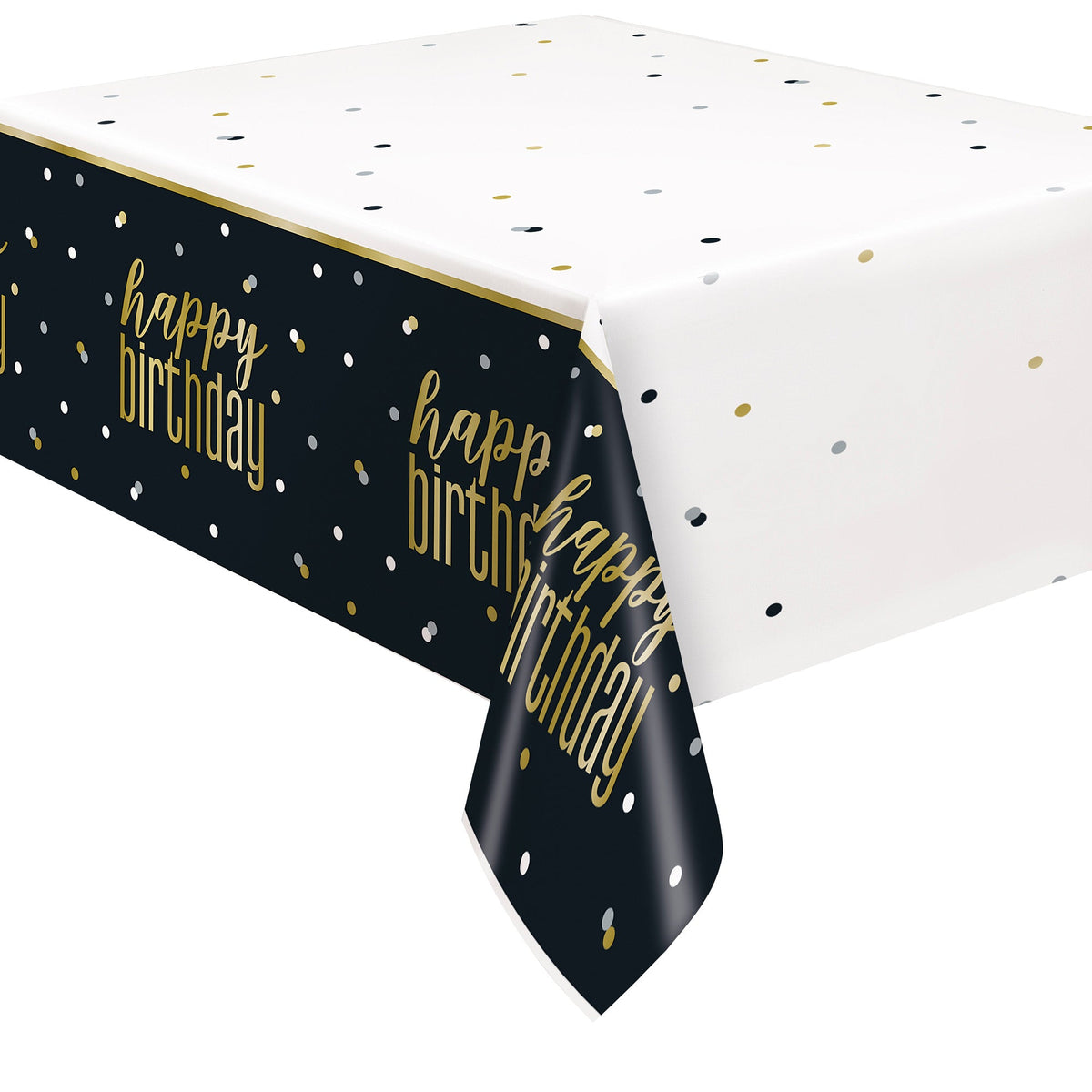 UNIQUE PARTY FAVORS General Birthday Metallic Happy Birthday Plastic Table Cover, 54 x 84 Inches, 1 Count 011179731831