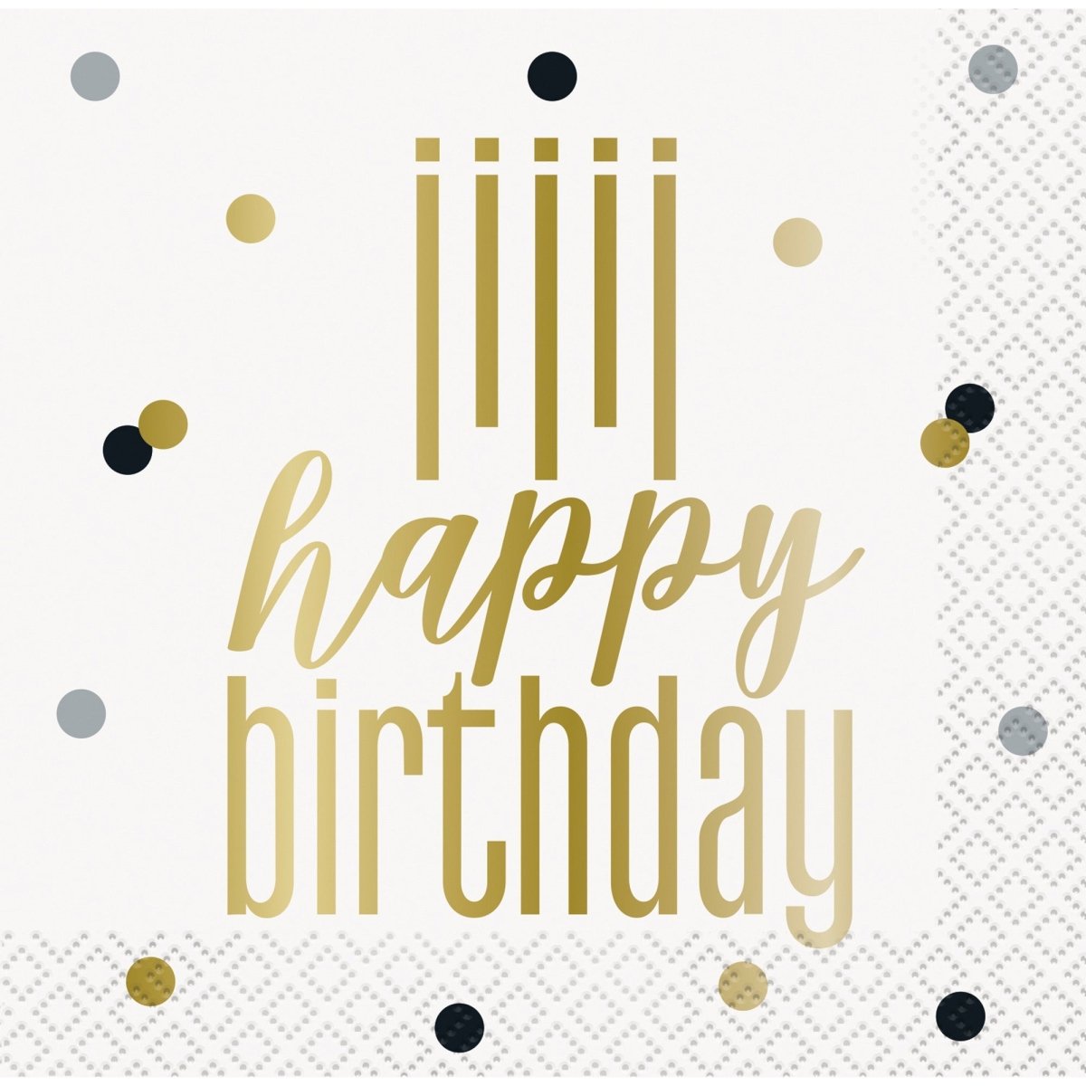 UNIQUE PARTY FAVORS General Birthday Metallic Happy Birthday Small Beverage Napkins, 16 Count 011179731817