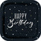 UNIQUE PARTY FAVORS General Birthday Silver and Gold Happy Birthday Small Square Dessert Paper Plates, 7 Inches, 8 Count 011179408146