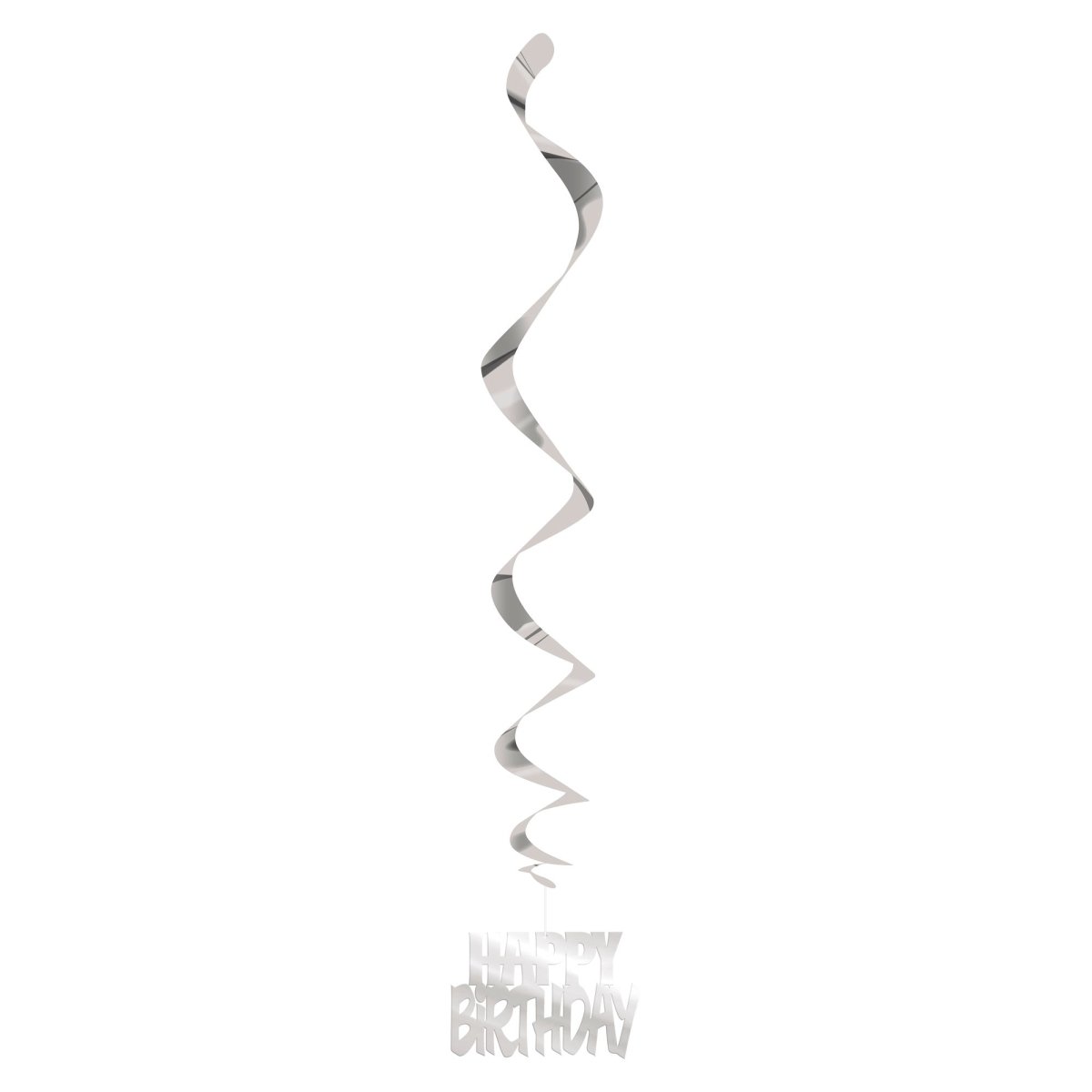 UNIQUE PARTY FAVORS General Birthday Silver Hanging Swirl "Happy Birthday" Decorations, 32 Inches, 3 Count 011179629404