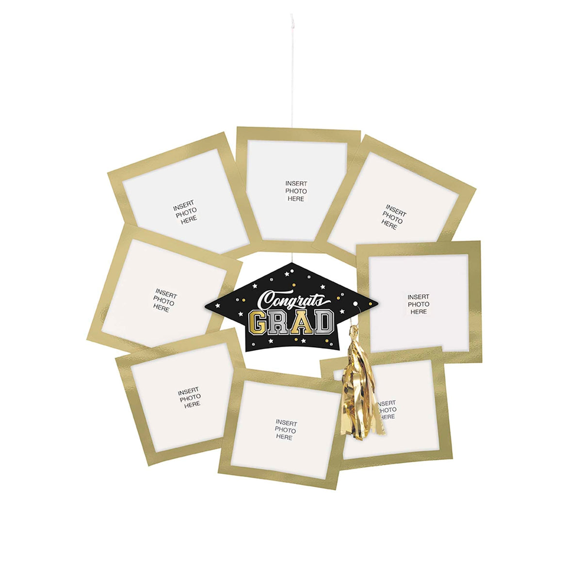 UNIQUE PARTY FAVORS Graduation Starry Graduation Picture Wreath, 15 X 15 Inches, 1 Count