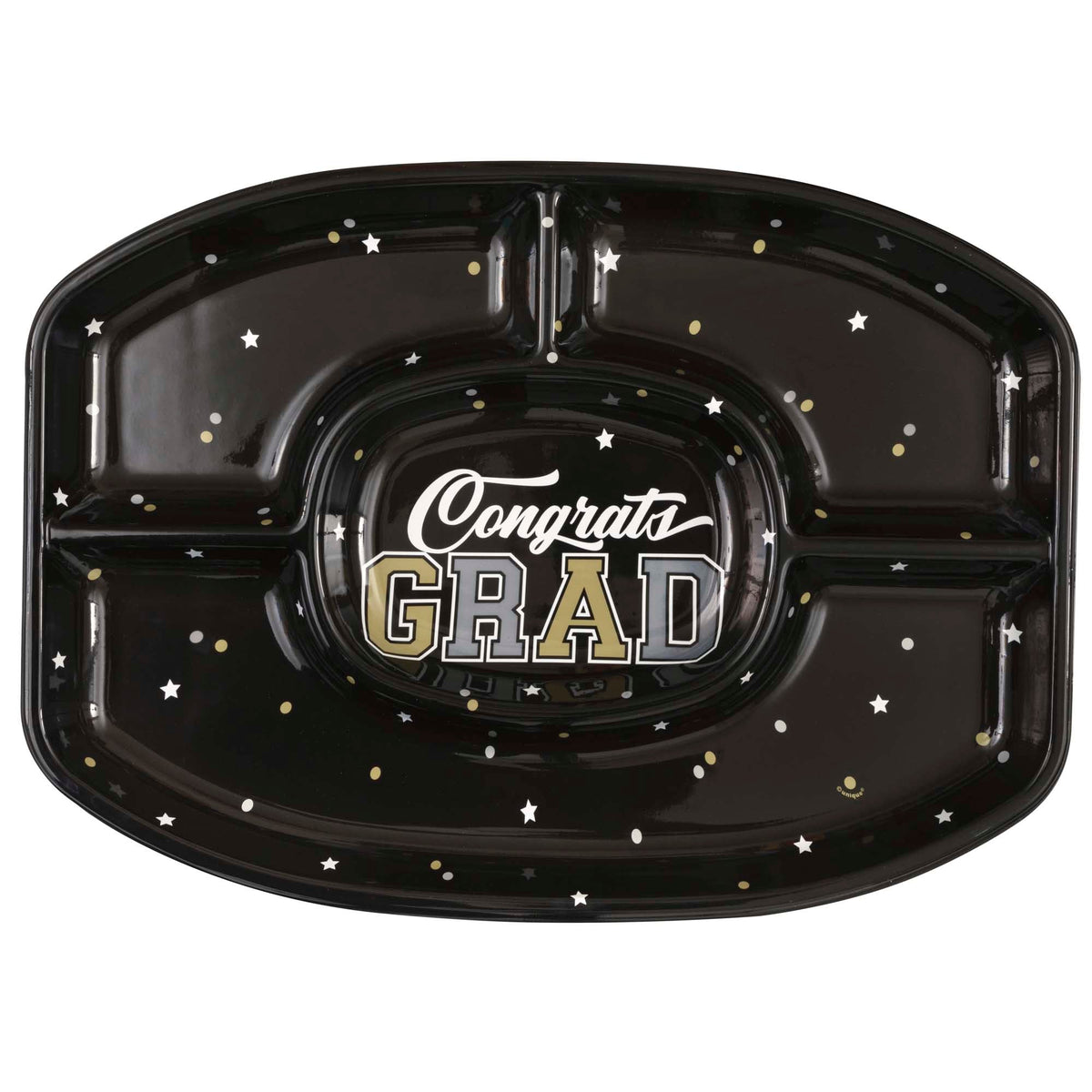 UNIQUE PARTY FAVORS Graduation Starry Graduation Plastic Chip & Dip Platter, 1 Count