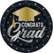 UNIQUE PARTY FAVORS Graduation Stars and Caps Large Round Lunch Paper Plates, 9 Inches, 8 Count 011179248759