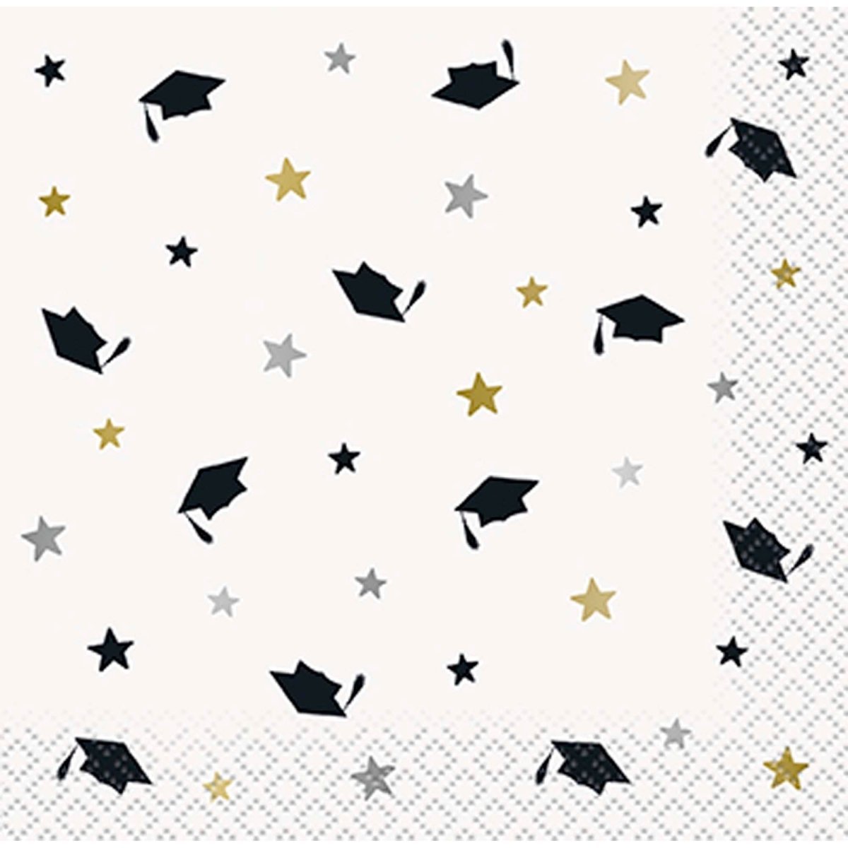 UNIQUE PARTY FAVORS Graduation Stars and Caps Small Beverage Napkins, 16 Count 011179248711