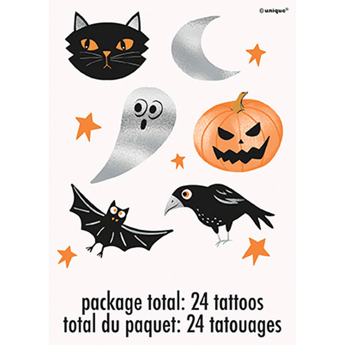 UNIQUE PARTY FAVORS Halloween Bats and Boos Tattoo Sheets, 4 Count