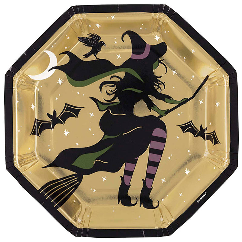 UNIQUE PARTY FAVORS Halloween Celestial Halloween Large Octagon Shaped Lunch Paper Plates, 8 Inches, 8 Count 011179216093