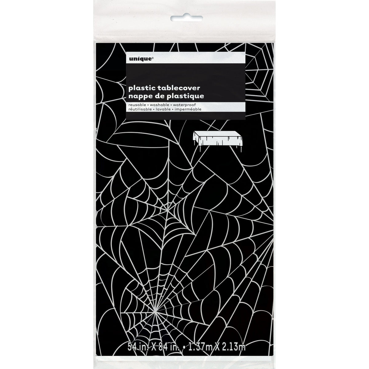 UNIQUE PARTY FAVORS Halloween Rectangular Spider Web Table Cover, 54 x 84 Inches, 1 Count 011179510030