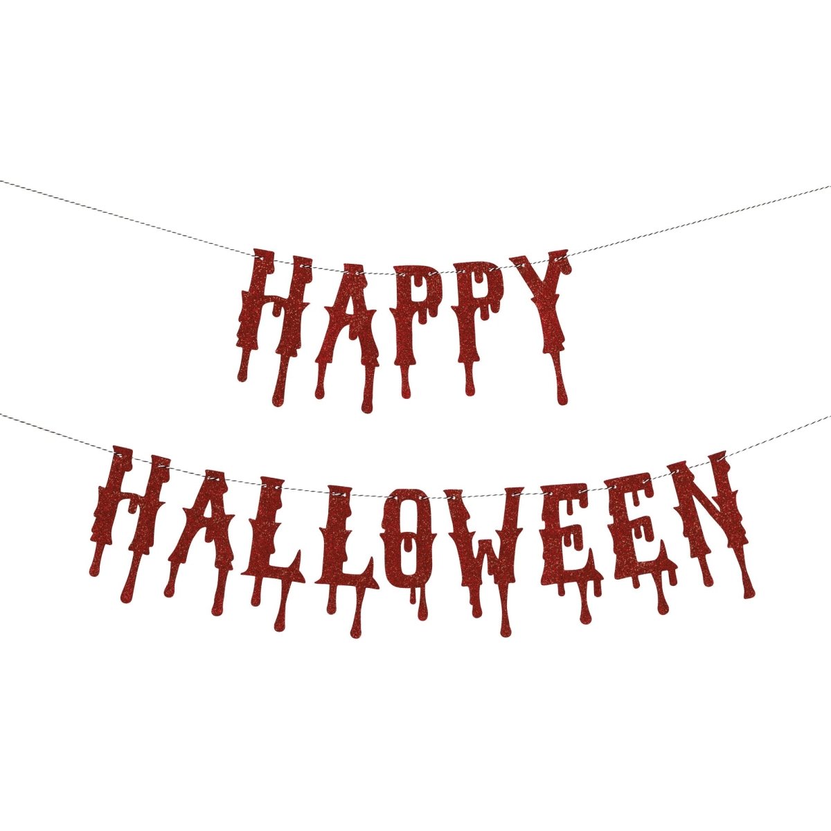 UNIQUE PARTY FAVORS Halloween Red Glitter Happy Halloween Banner, 1 Count 011179542888