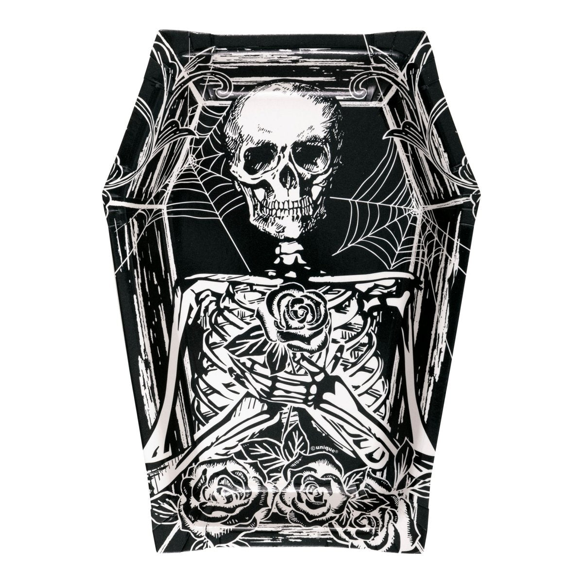 UNIQUE PARTY FAVORS Halloween Sketchy Skulls Large Lunch Paper Plates, 8 Inches, 8 Count 011179520541