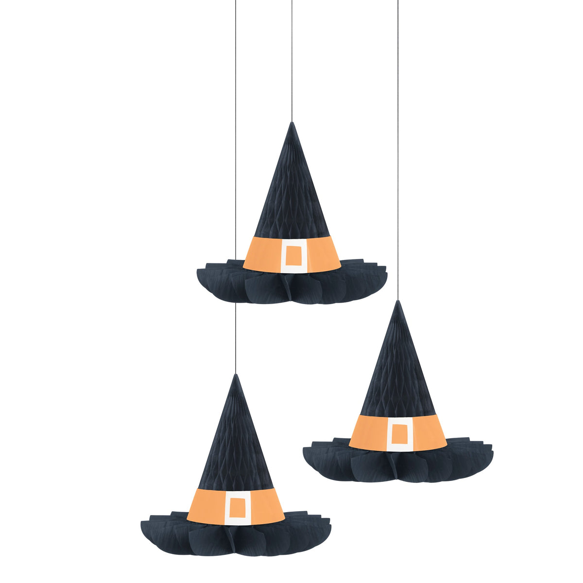 UNIQUE PARTY FAVORS Halloween Witch Hat Paper Hanging Decorations, 3 Count 011179542383