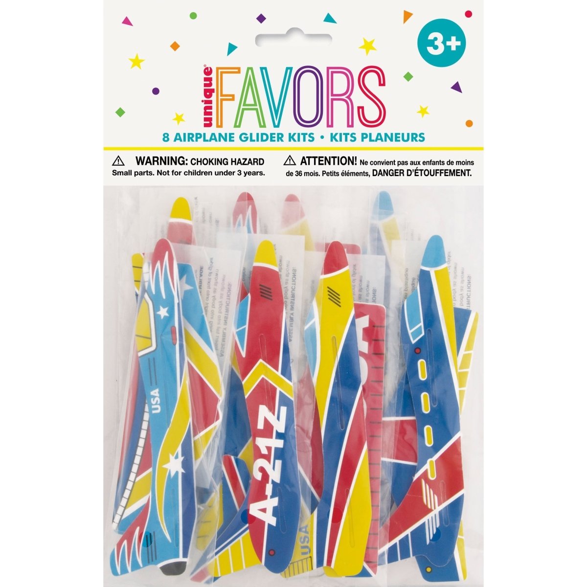 UNIQUE PARTY FAVORS Kids Birthday Airplane Glider Kits, 8 Count 011179847365