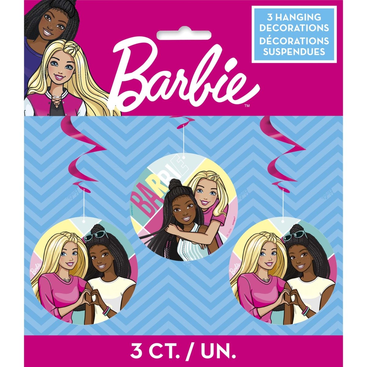 UNIQUE PARTY FAVORS Kids Birthday Barbie Birthday Spiral Decoration Kit with Cutouts, 3 Count