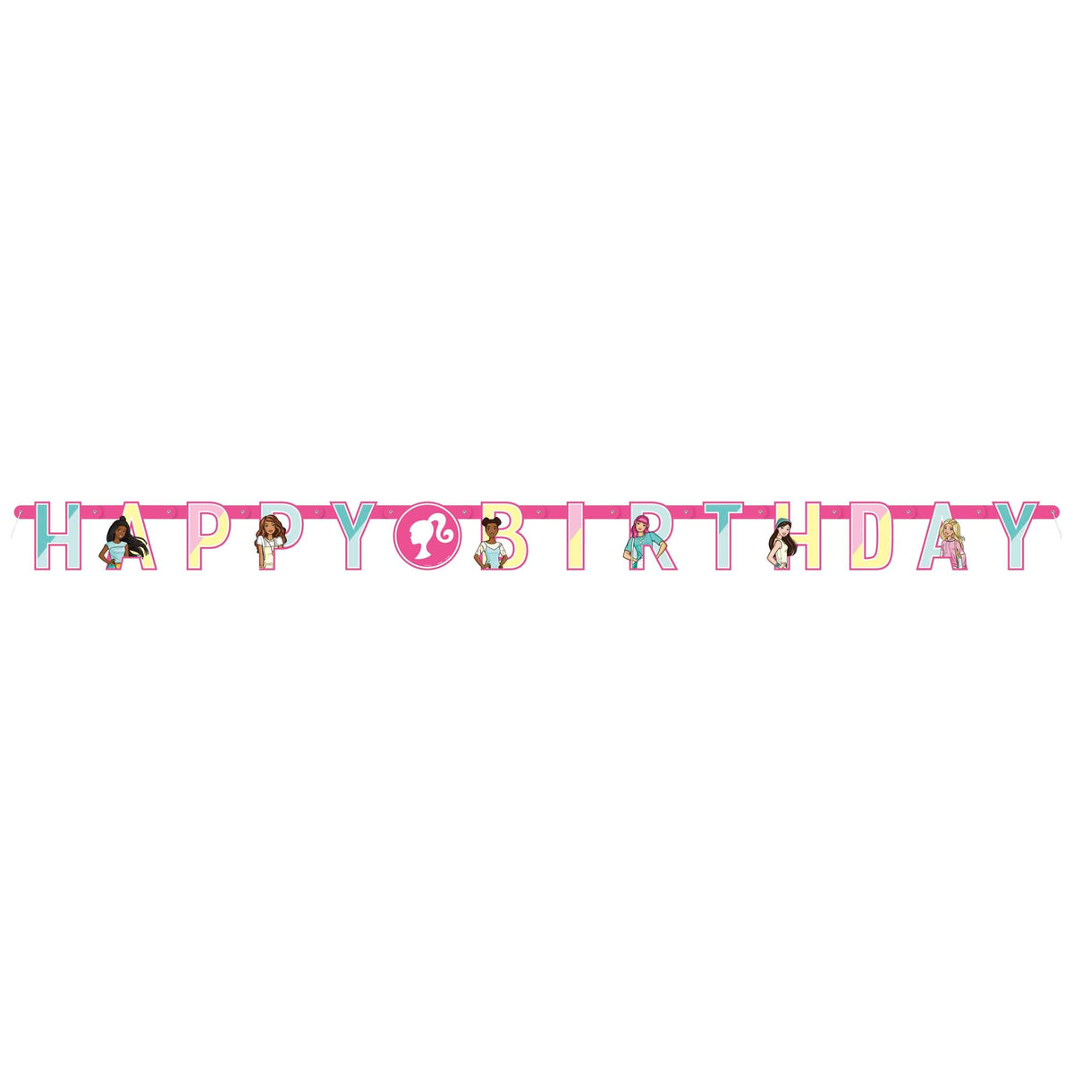 UNIQUE PARTY FAVORS Kids Birthday Barbie Happy Birthday Jointed Letter Paper Banner, 1 Count 011179475995