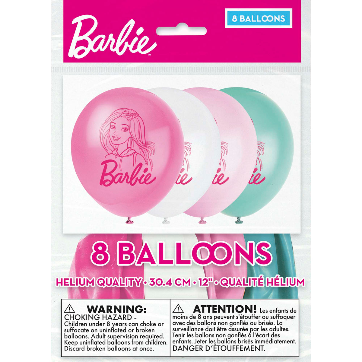 UNIQUE PARTY FAVORS Kids Birthday Barbie Printed Latex Balloons, 12 Inches, 8 Count