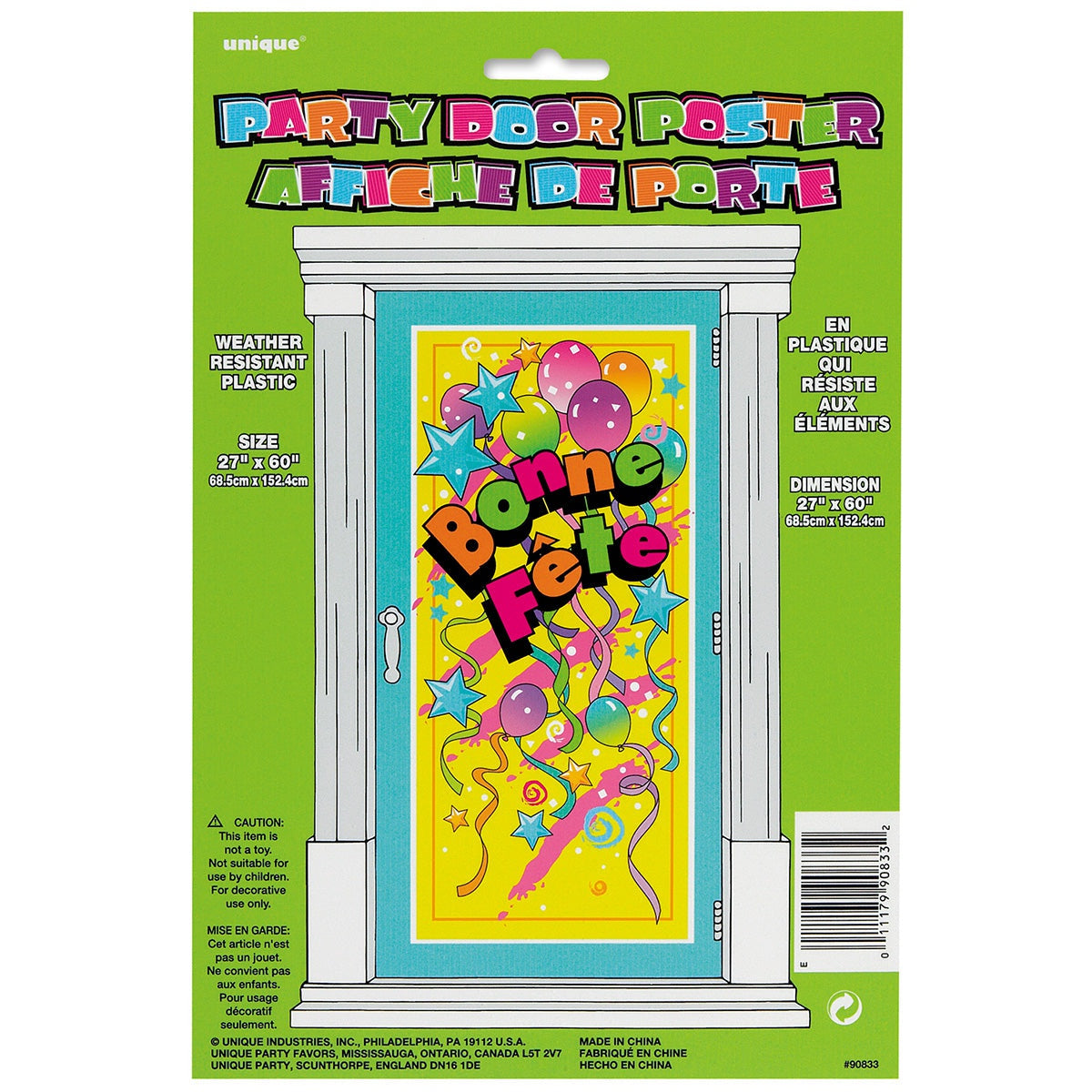 "Bonne Fête" Birthday Door Poster, 27 x 60 Inches Party Expert