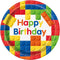 UNIQUE PARTY FAVORS Kids Birthday Building Blocks Birthday Large Round Lunch Paper Plates, 9 Inches, 8 Count 011179582358