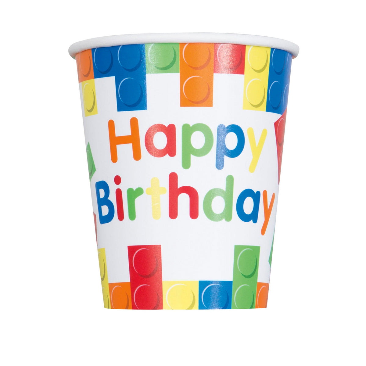 UNIQUE PARTY FAVORS Kids Birthday Building Blocks Birthday Paper Cups, 9 Oz, 8 Count 011179582365
