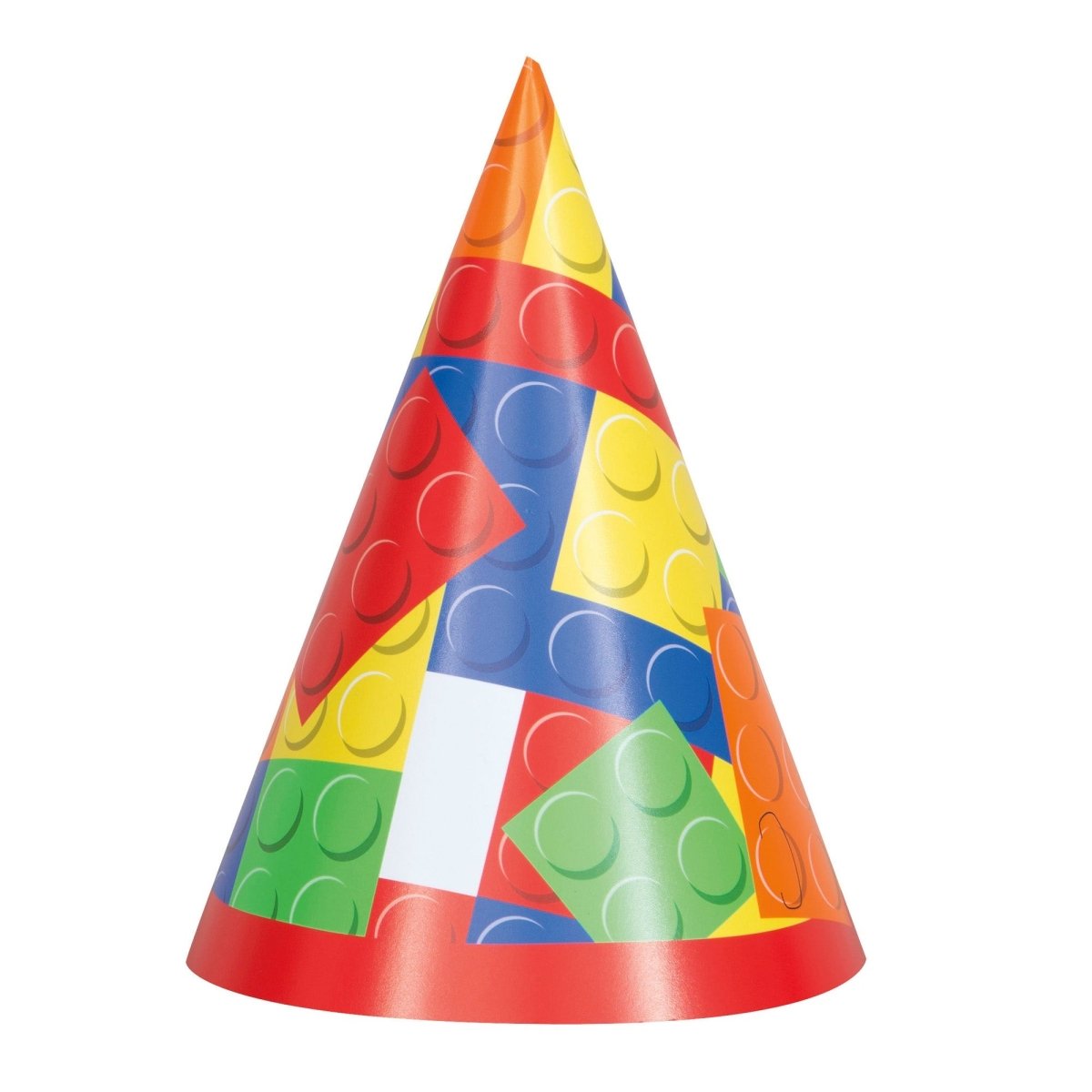 UNIQUE PARTY FAVORS Kids Birthday Building Blocks Birthday Party Paper Hats, 8 Count 011179582419