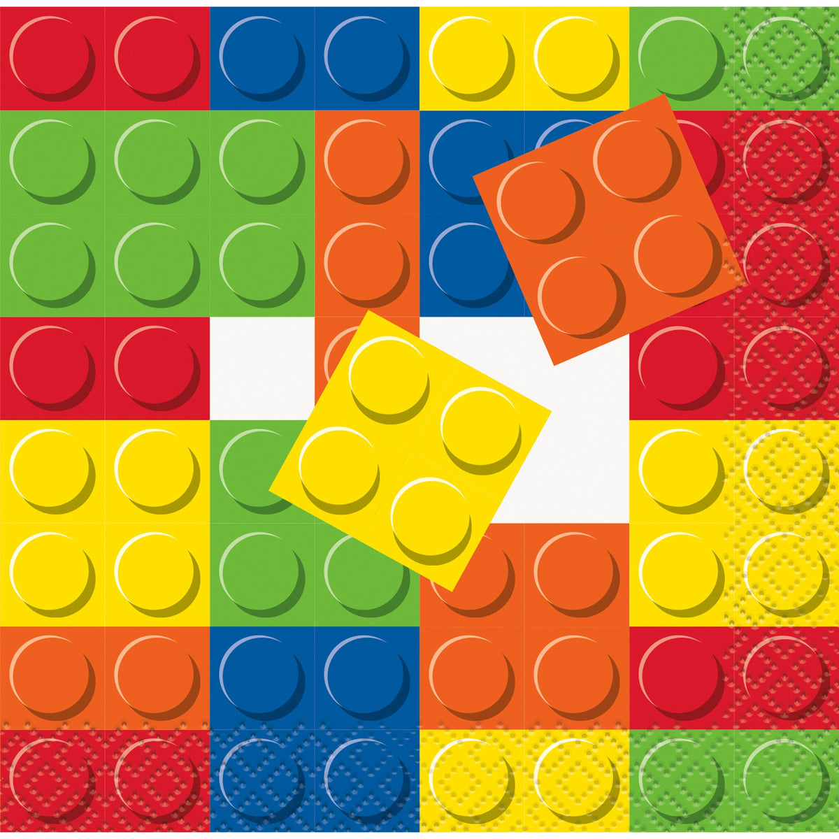 UNIQUE PARTY FAVORS Kids Birthday Building Blocks Birthday Small Beverage Napkins, 16 Count 011179582310
