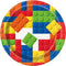 UNIQUE PARTY FAVORS Kids Birthday Building Blocks Birthday Small Round Dessert Paper Plates, 7 Inches, 8 Count 011179582341