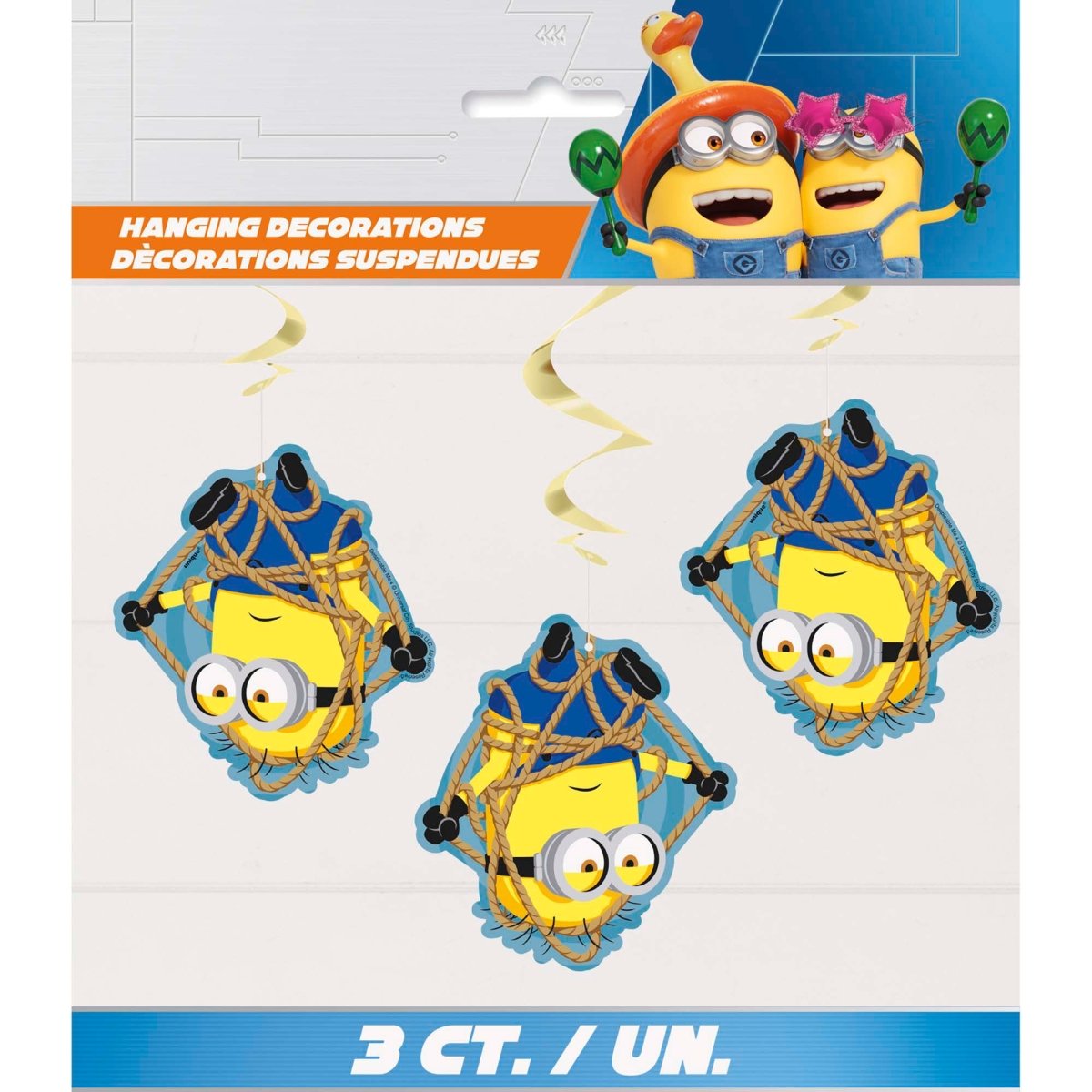 UNIQUE PARTY FAVORS Kids Birthday Despicable Me 4 Birthday Spiral Decoration Kit with Cutouts, 3 Count