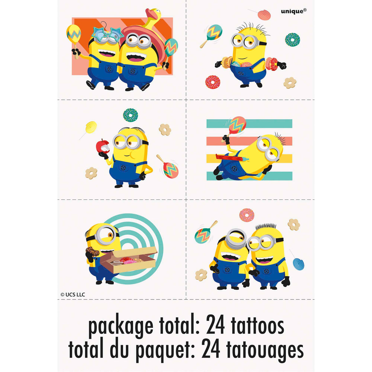 UNIQUE PARTY FAVORS Kids Birthday Despicable Me 4 Tattoo Sheets, 4 Count