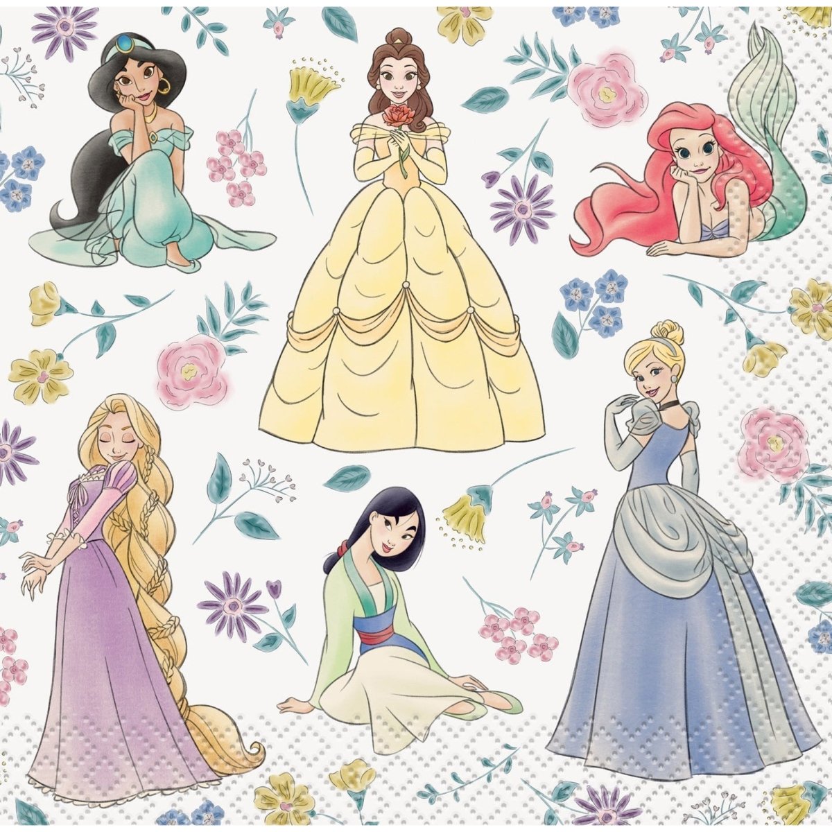 UNIQUE PARTY FAVORS Kids Birthday Disney Princesses Birthday Small Beverage Napkins, 16 Count 011179151387