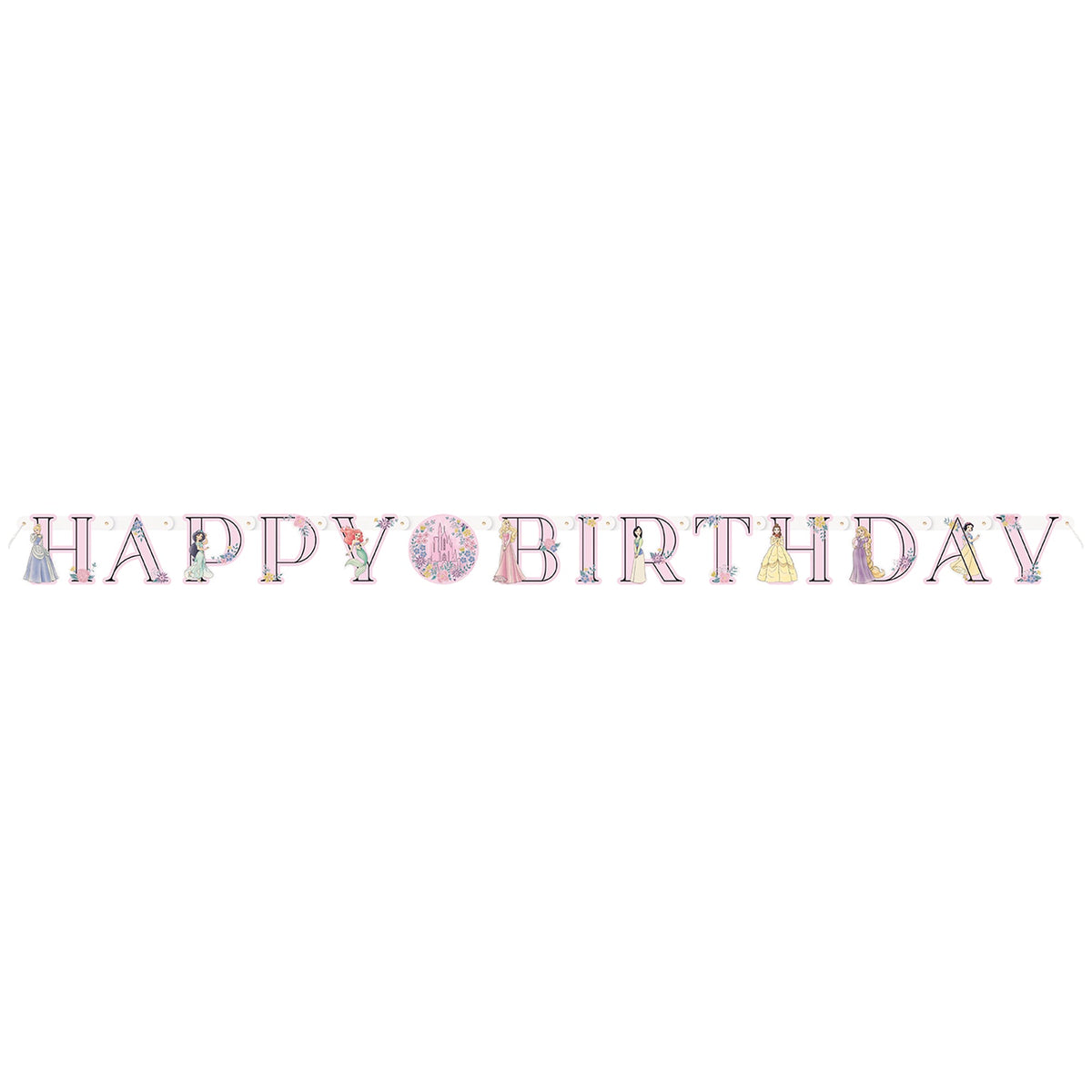 UNIQUE PARTY FAVORS Kids Birthday Disney Princesses Happy Birthday Paper Jointed Banner, 72 Inches, 1 Count 011179210367