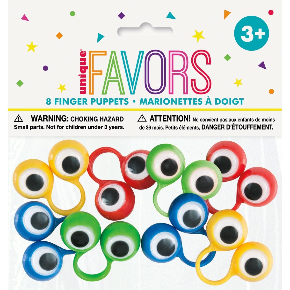 UNIQUE PARTY FAVORS Kids Birthday Finger Puppets, 8 Count 011179847426