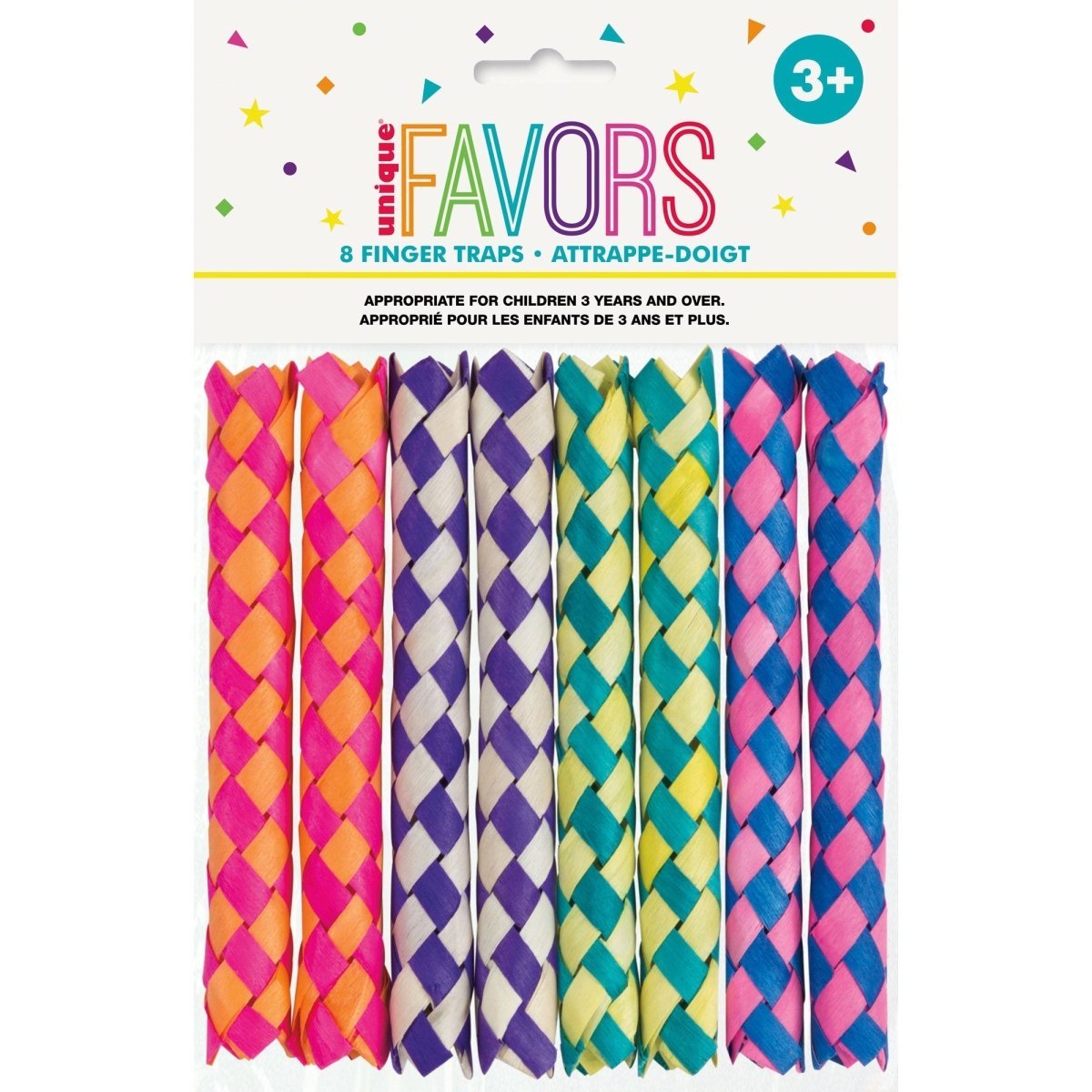 UNIQUE PARTY FAVORS Kids Birthday Finger Traps, 8 Count 011179847440