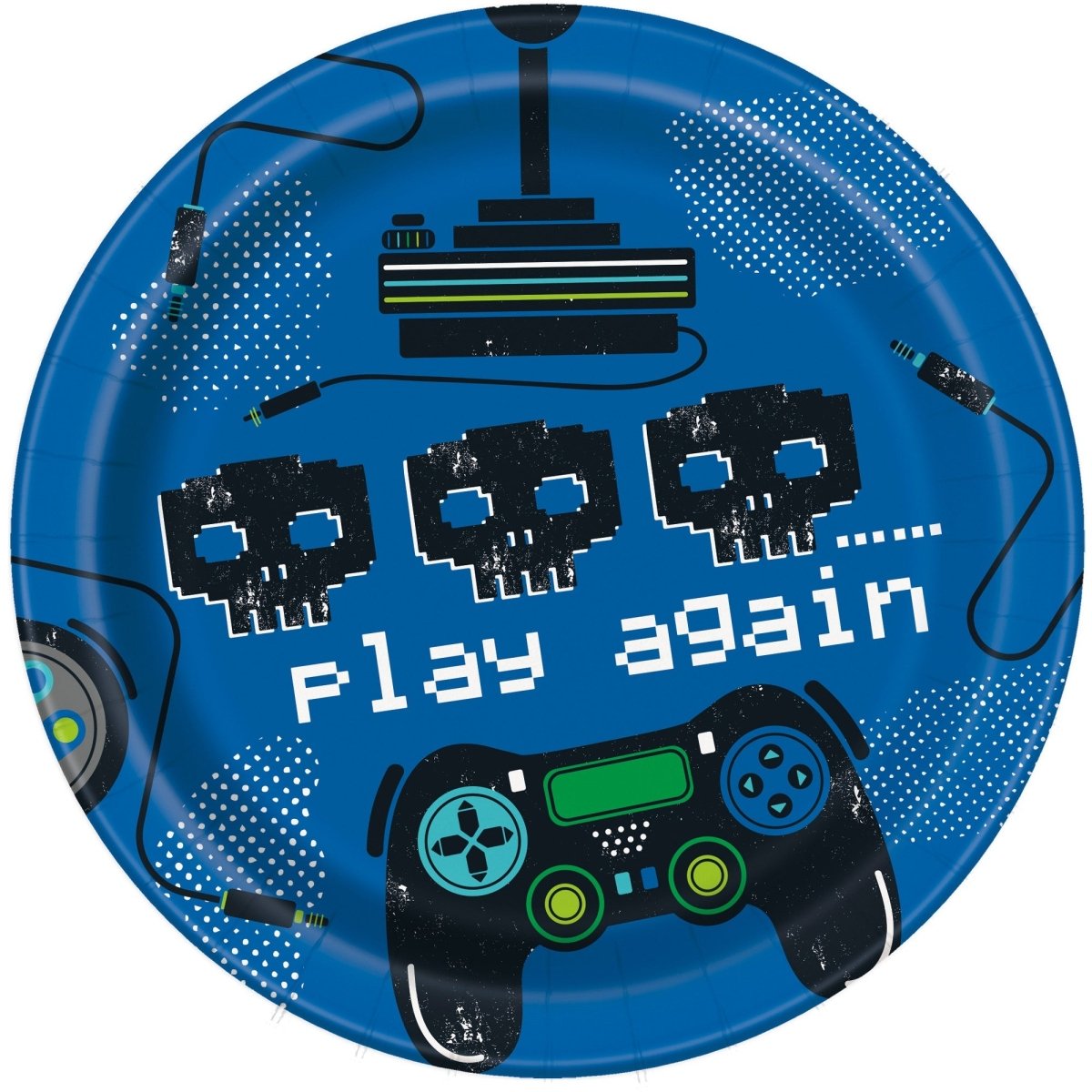UNIQUE PARTY FAVORS Kids Birthday Gamer Birthday Small Round Dessert Paper Plates, 7 Inches, 8 Count 011179252343