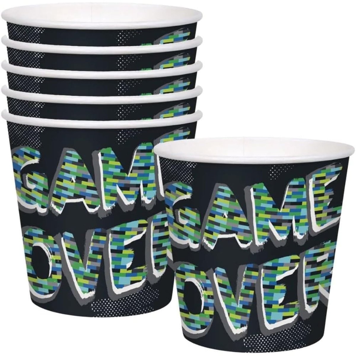 UNIQUE PARTY FAVORS Kids Birthday Gamer Birthday Snack Buckets, 6 Count 011179252374