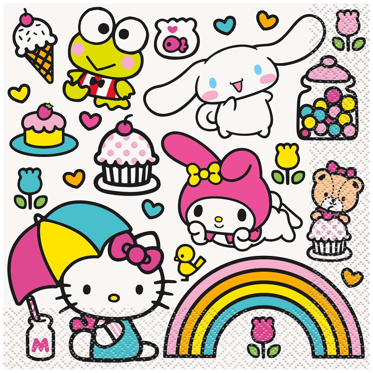 UNIQUE PARTY FAVORS Kids Birthday Hello Kitty and Friends Birthday Large Lunch Napkins, 16 Count
