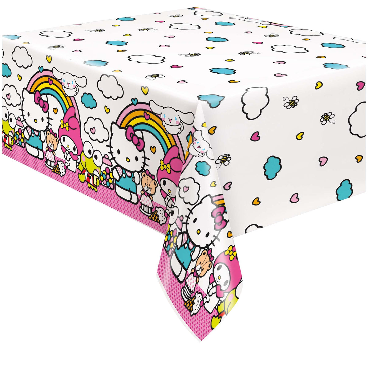 UNIQUE PARTY FAVORS Kids Birthday Hello Kitty and Friends Birthday Rectangular Plastic Table Cover, 54 x 84 Inches, 1 Count