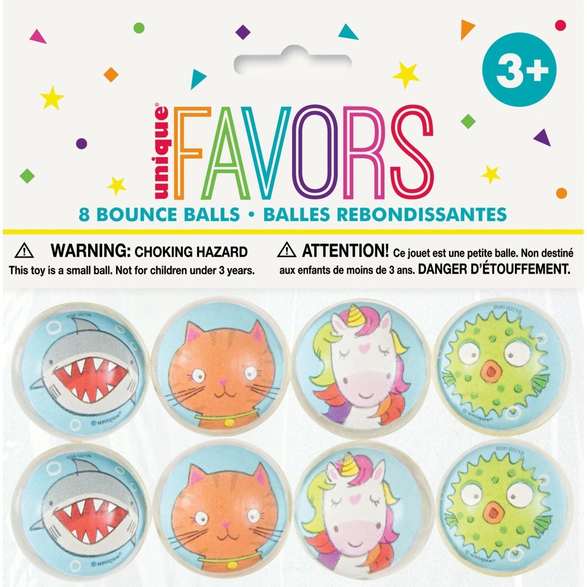 UNIQUE PARTY FAVORS Kids Birthday High Bounce Balls, 8 Count 011179847389