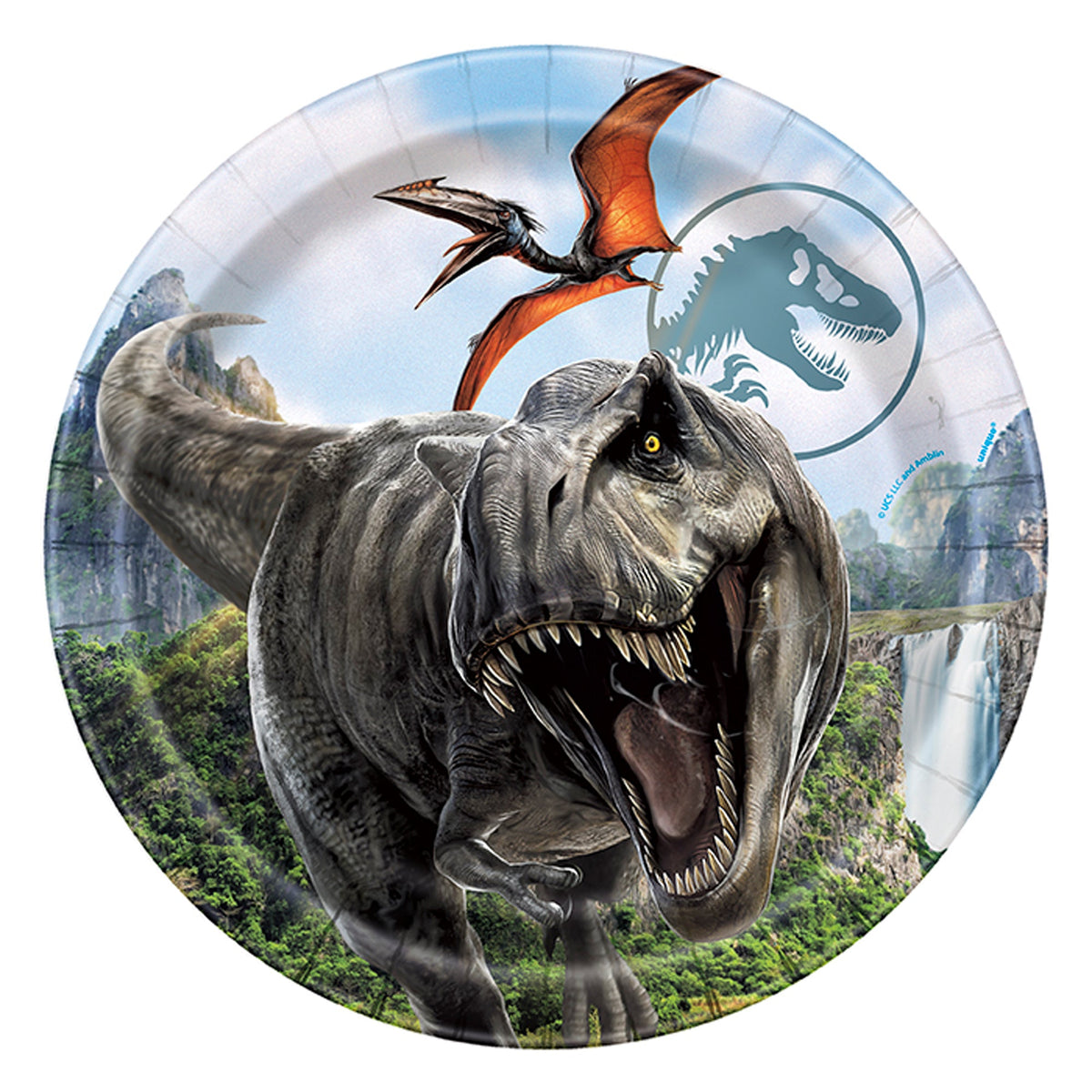 UNIQUE PARTY FAVORS Kids Birthday Jurassic World Birthday Large Round Lunch Paper Plates, 9 Inches, 8 Count 011179154289