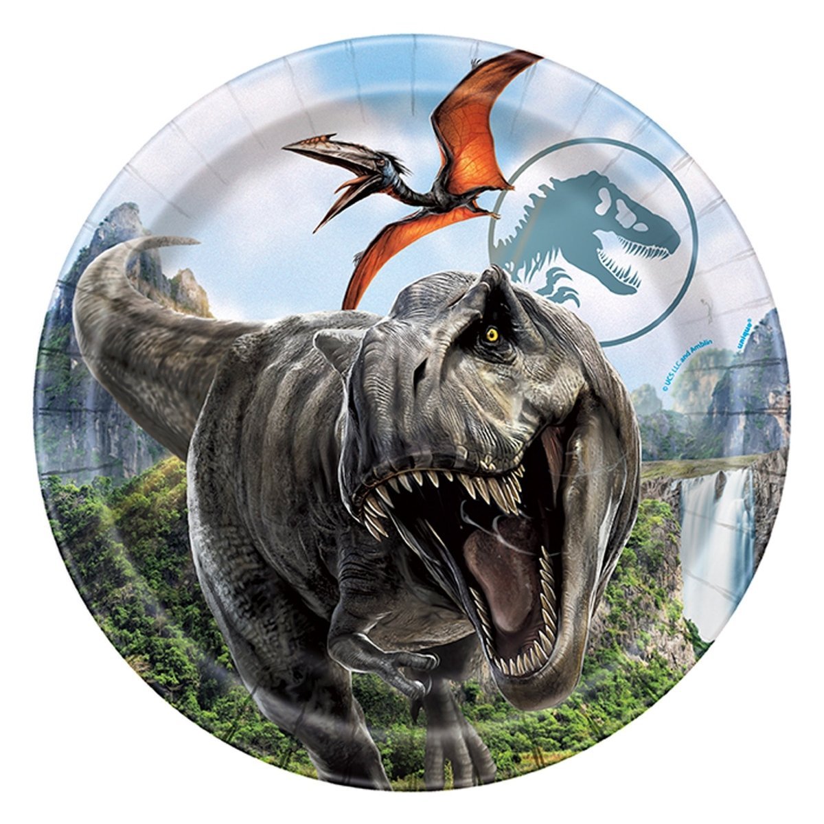 UNIQUE PARTY FAVORS Kids Birthday Jurassic World Birthday Large Round Lunch Paper Plates, 9 Inches, 8 Count 011179154289