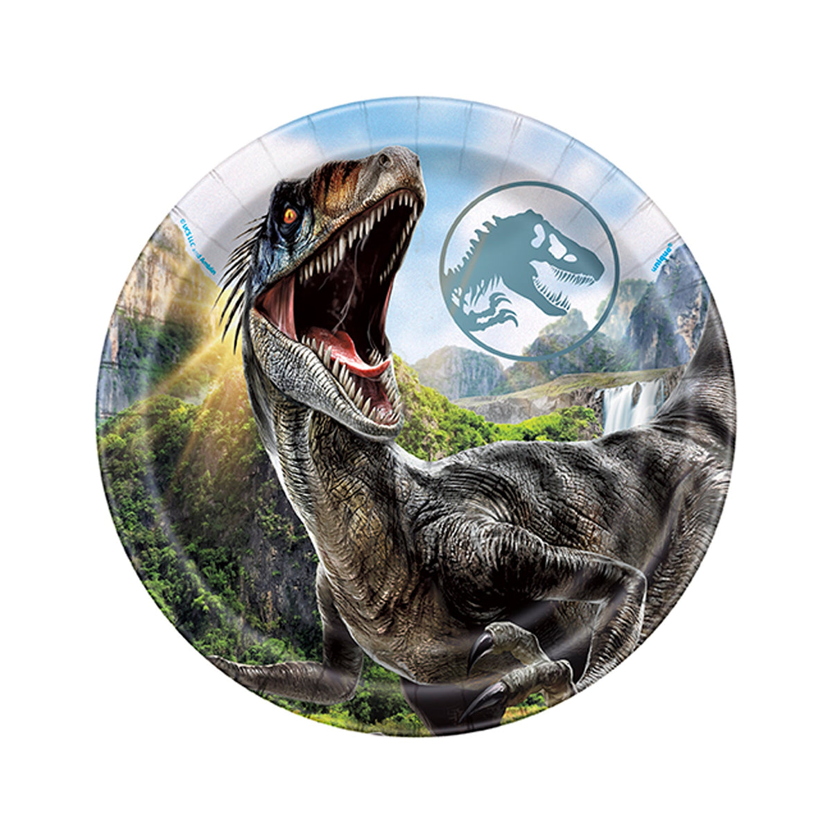 UNIQUE PARTY FAVORS Kids Birthday Jurassic World Birthday Small Round Dessert Paper Plates, 7 Inches, 8 Count 011179154296