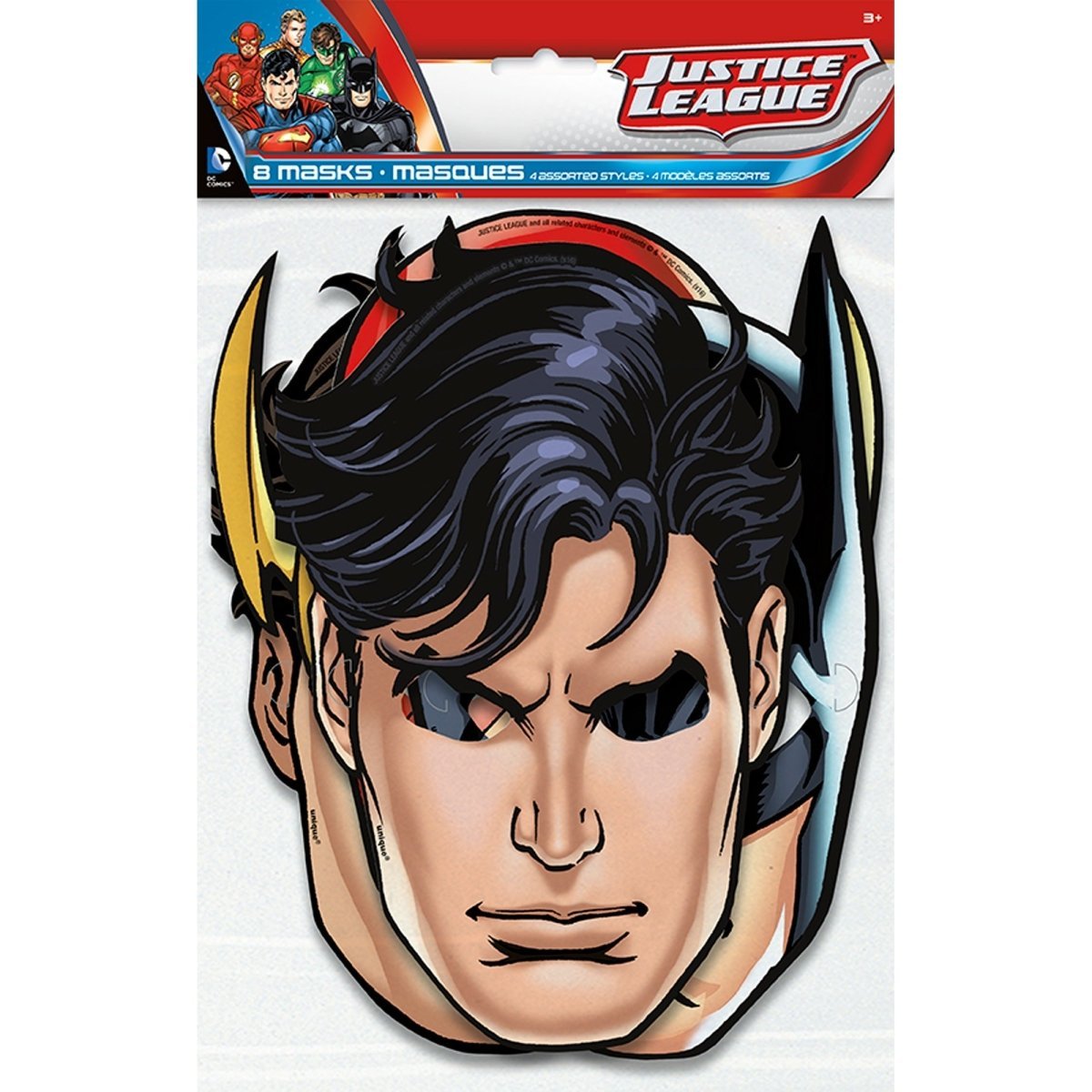 UNIQUE PARTY FAVORS Kids Birthday Justice League Paper Party Masks, 8 Count 011179499717
