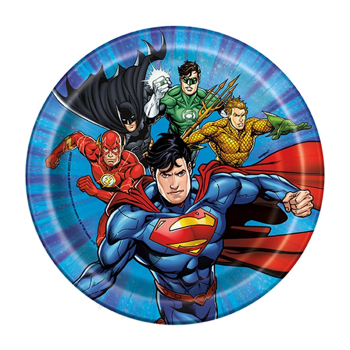 UNIQUE PARTY FAVORS Kids Birthday Justice League Small Round Dessert Paper Plates, 7 Inches, 8 Count 011179499649