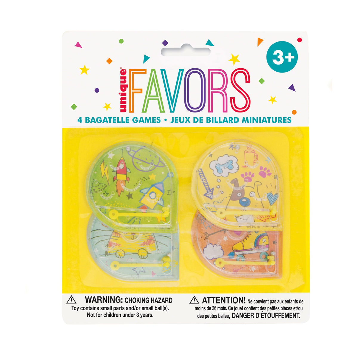 UNIQUE PARTY FAVORS Kids Birthday Mini Plastic Pinball Games, 4 Count 011179847747