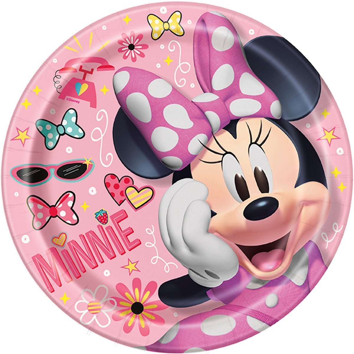 UNIQUE PARTY FAVORS Kids Birthday Minnie Mouse Birthday Large Round Lunch Paper Plates, Disney, 9 Inches, 8 Count 011179792351