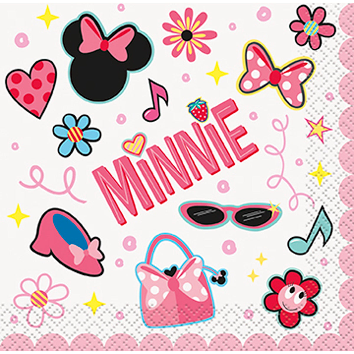 UNIQUE PARTY FAVORS Kids Birthday Minnie Mouse Birthday Small Beverage Napkins, Disney, 16 Count 011179792313