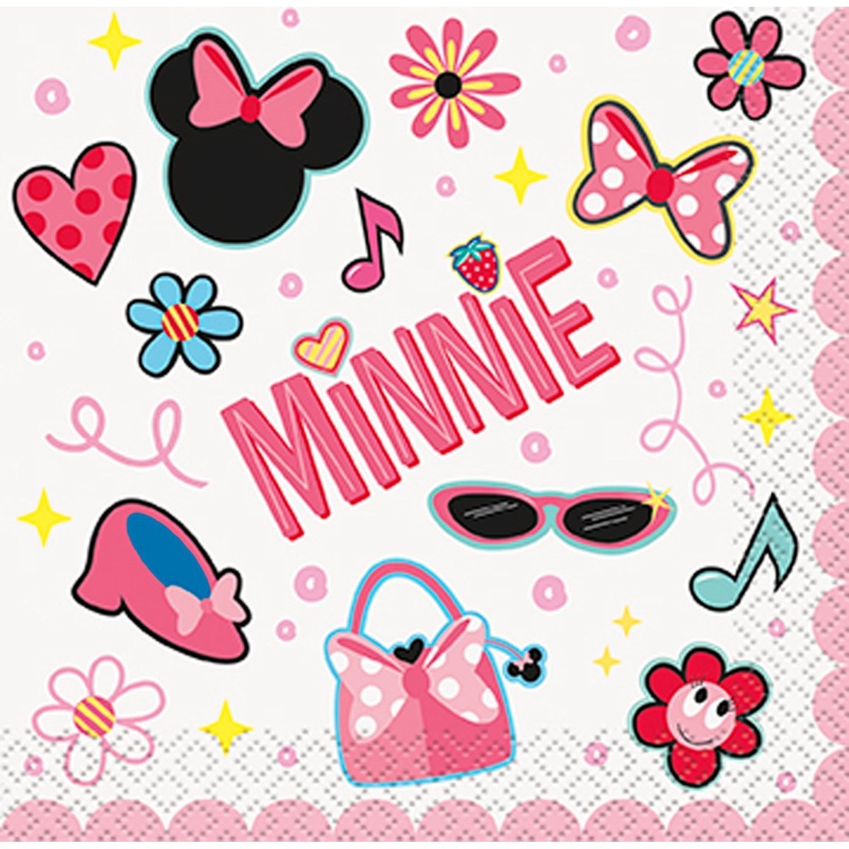 UNIQUE PARTY FAVORS Kids Birthday Minnie Mouse Birthday Small Beverage Napkins, Disney, 16 Count 011179792313